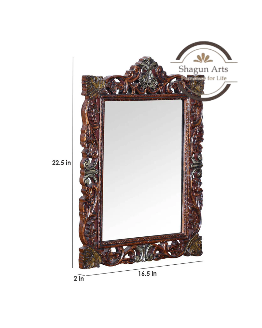 Handcrafted Ornate Floral Carved Wooden Wall Mirror
