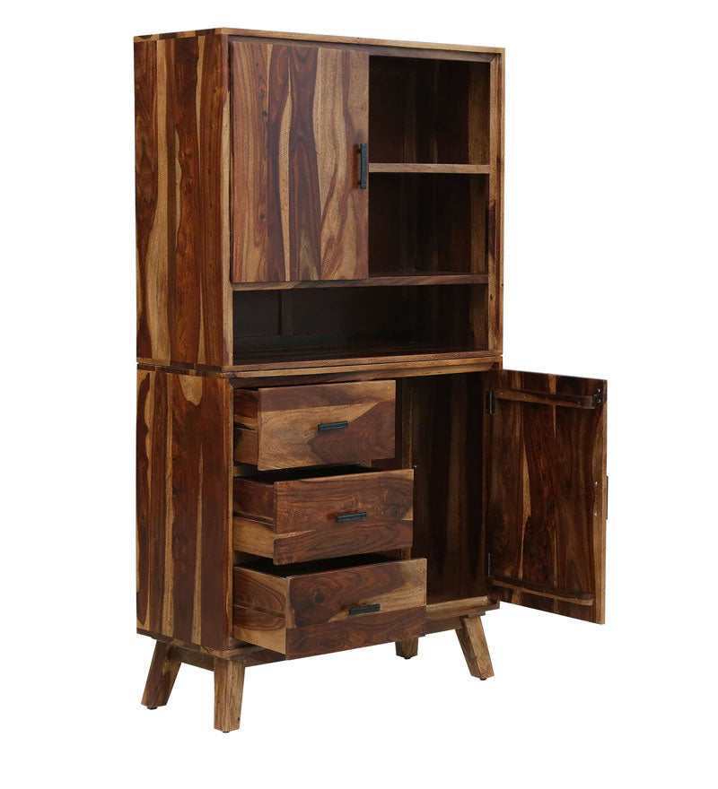 Portus Solid Wood Book Shelf In Rustic Teak Finish