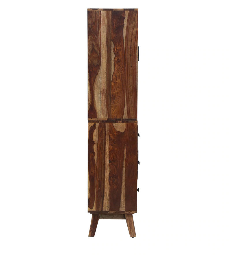 Portus Solid Wood Book Shelf In Rustic Teak Finish