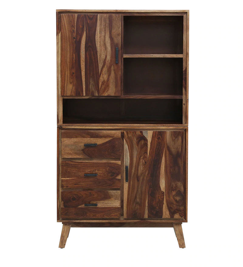 Portus Solid Wood Book Shelf In Rustic Teak Finish