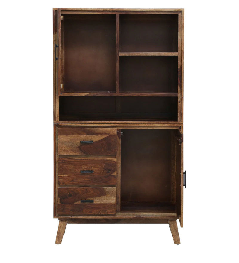 Portus Solid Wood Book Shelf In Rustic Teak Finish