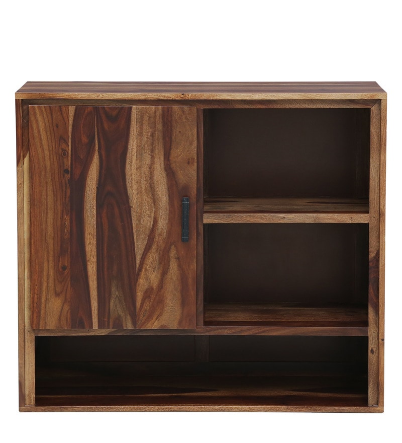 Portus Solid Wood Book Shelf In Rustic Teak Finish
