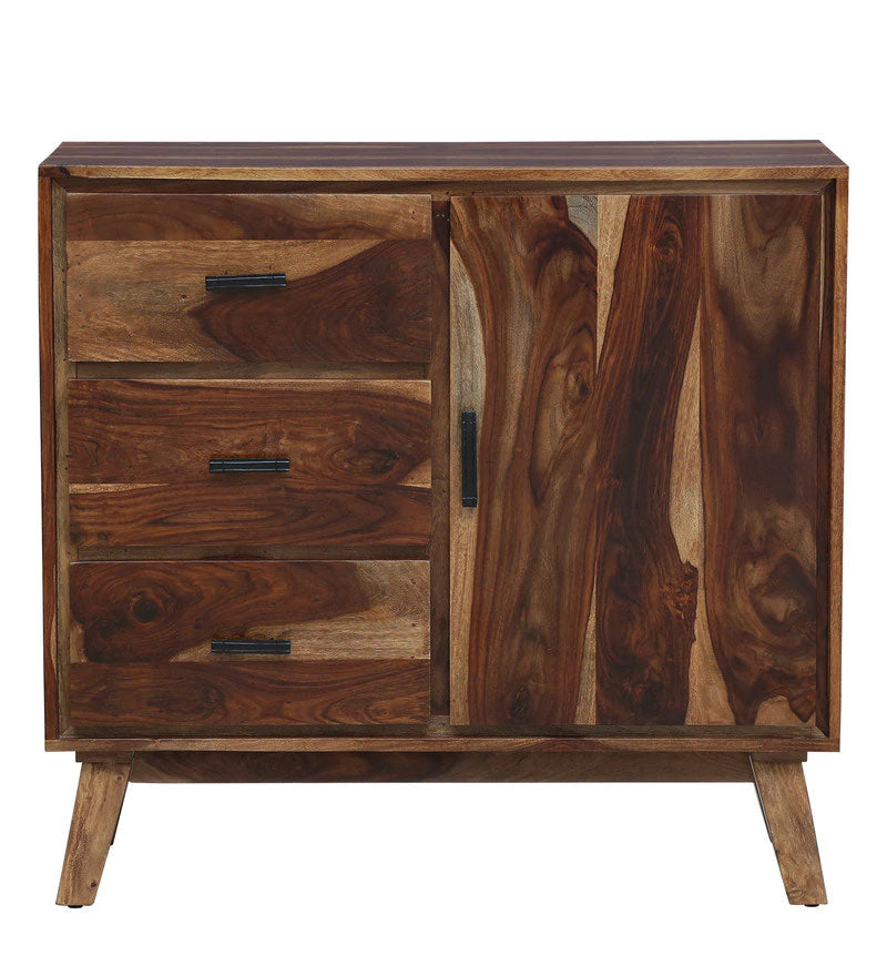 Portus Solid Wood Book Shelf In Rustic Teak Finish