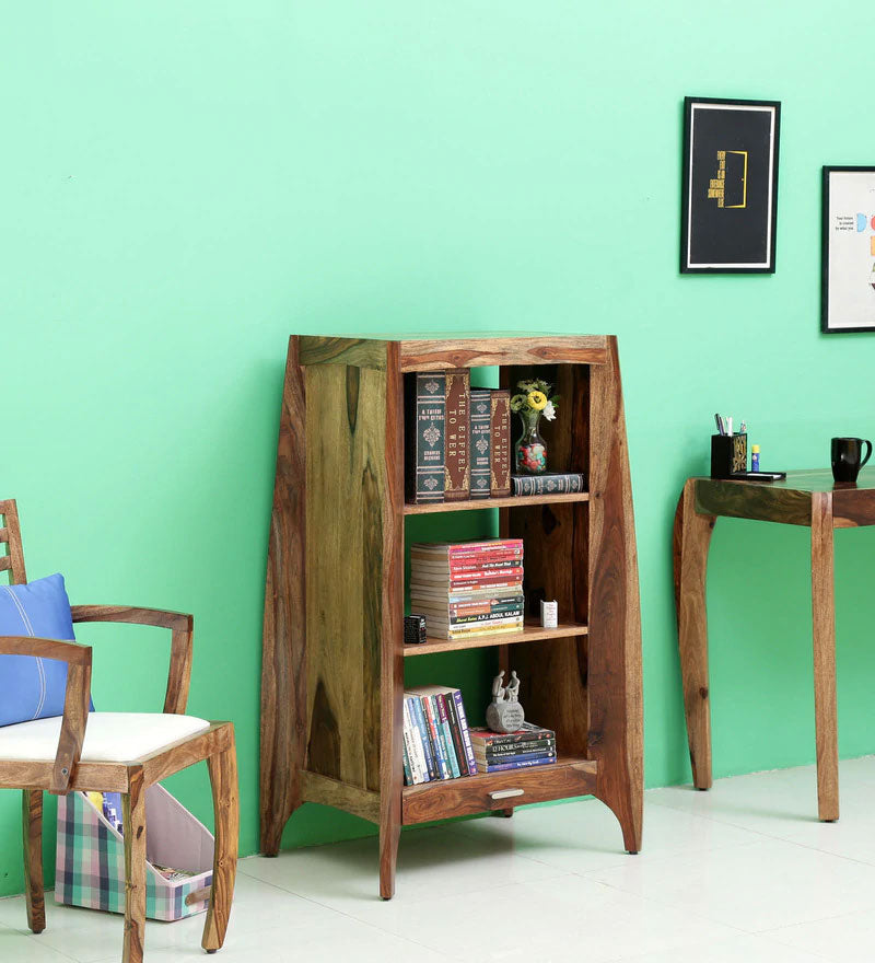 Cambrey Solid Wood Book Shelf in Warm Walnut Finish