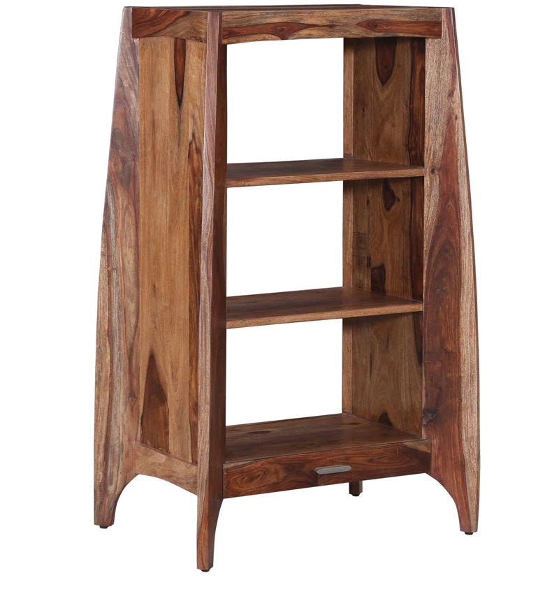 Cambrey Solid Wood Book Shelf in Warm Walnut Finish