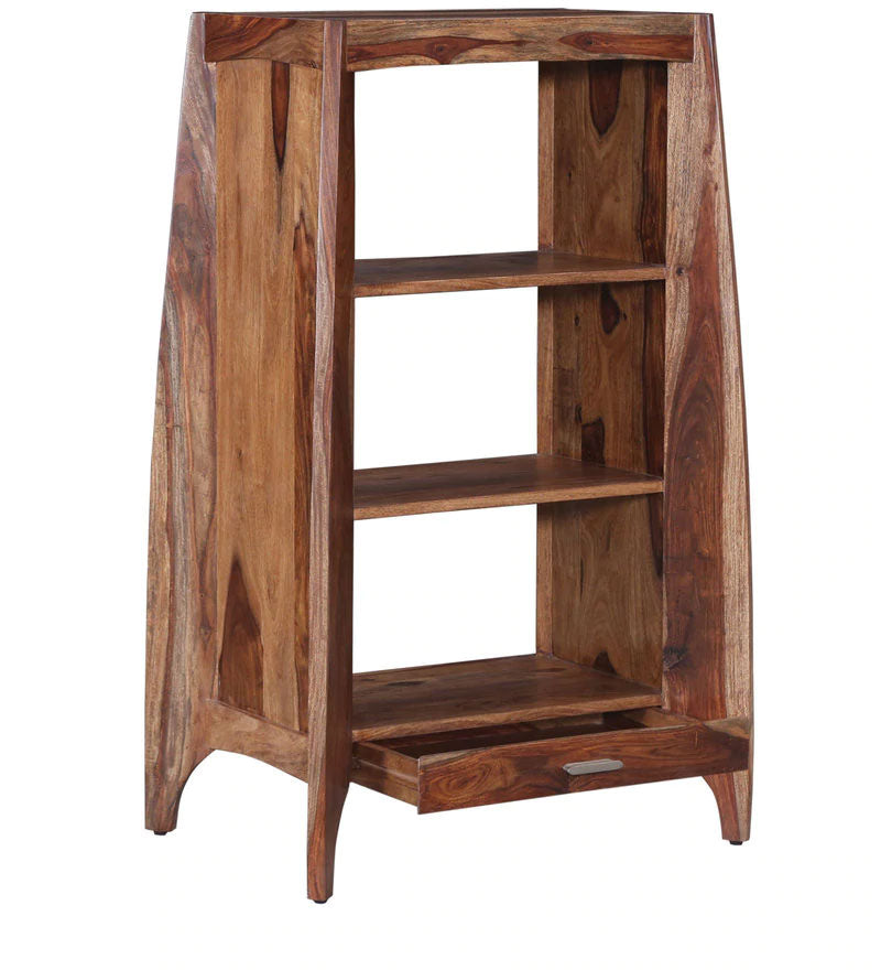 Cambrey Solid Wood Book Shelf in Warm Walnut Finish