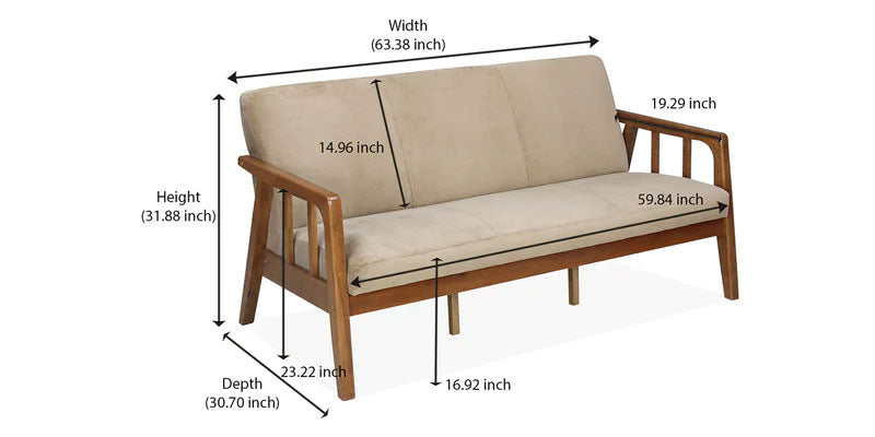 Richie 3 Seater Sofa in Coffee Colour