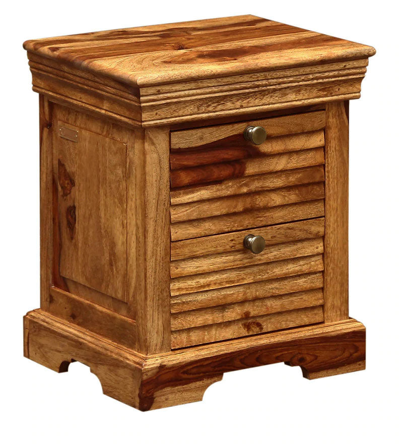 Allan Bed Carleson Solid Wood Bedside Chest in Rustic Teak Finish