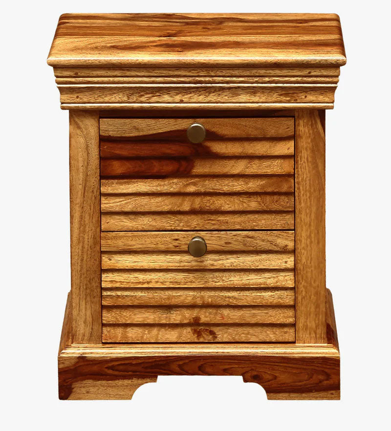 Allan Bed Carleson Solid Wood Bedside Chest in Rustic Teak Finish