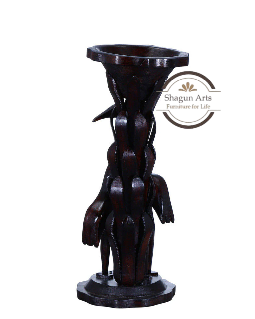 Handcrafted Wooden Elephant Sculptural Candle Stand