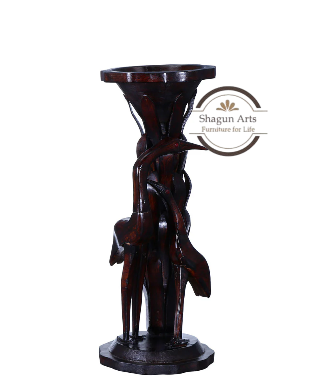 Handcrafted Wooden Elephant Sculptural Candle Stand