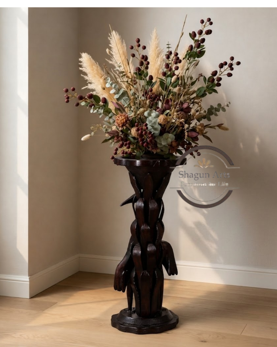 Handcrafted Wooden Elephant Sculptural Candle Stand