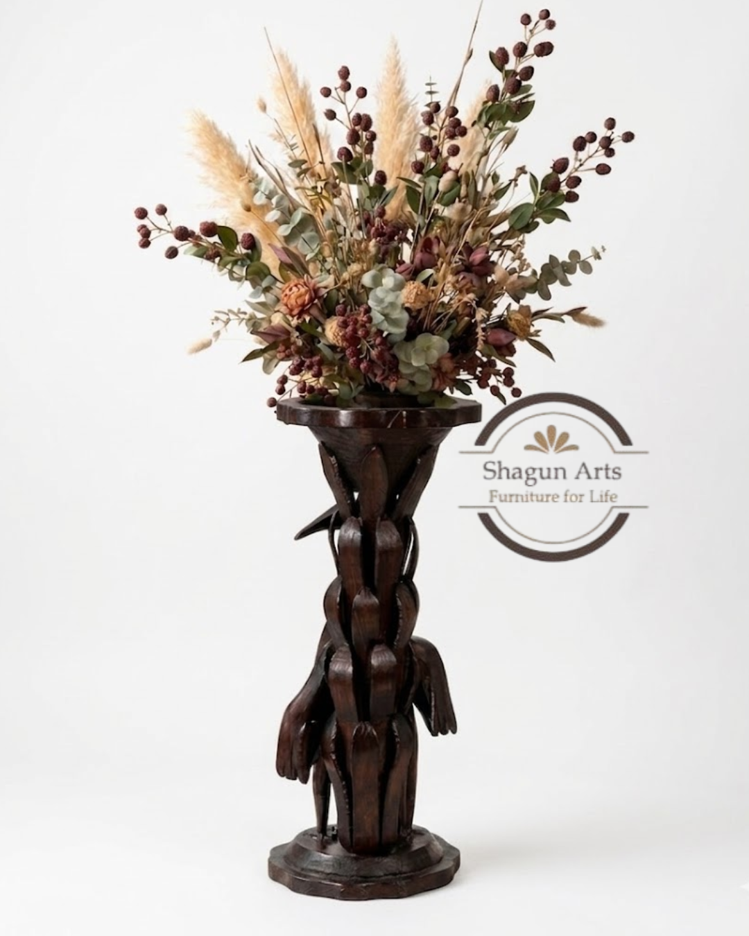 Handcrafted Wooden Elephant Sculptural Candle Stand