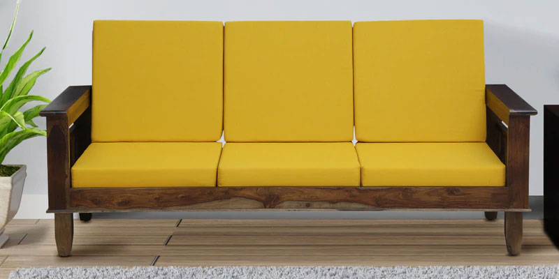 Marriott Wooden Sofa Solid Wood 3 Seater Sofa in Provincial Teak Finish