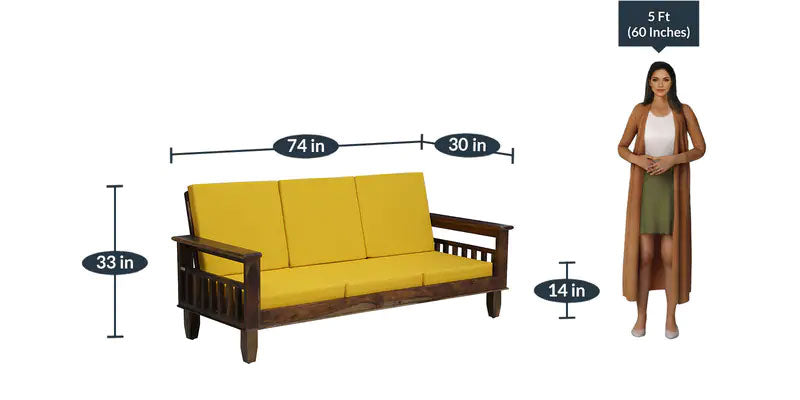 Marriott Wooden Sofa Solid Wood 3 Seater Sofa in Provincial Teak Finish