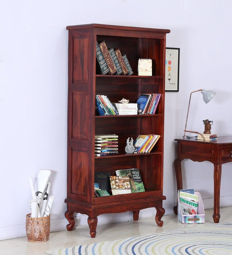 Portus Solid Wood Book Shelf in Honey Oak Finish