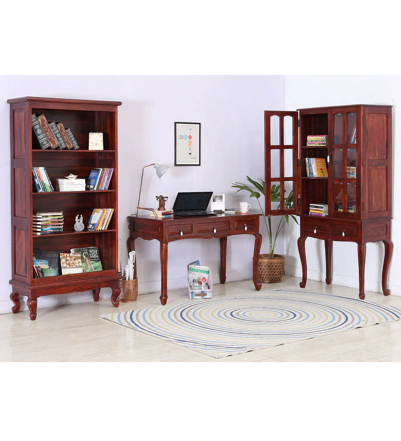 Portus Solid Wood Book Shelf in Honey Oak Finish