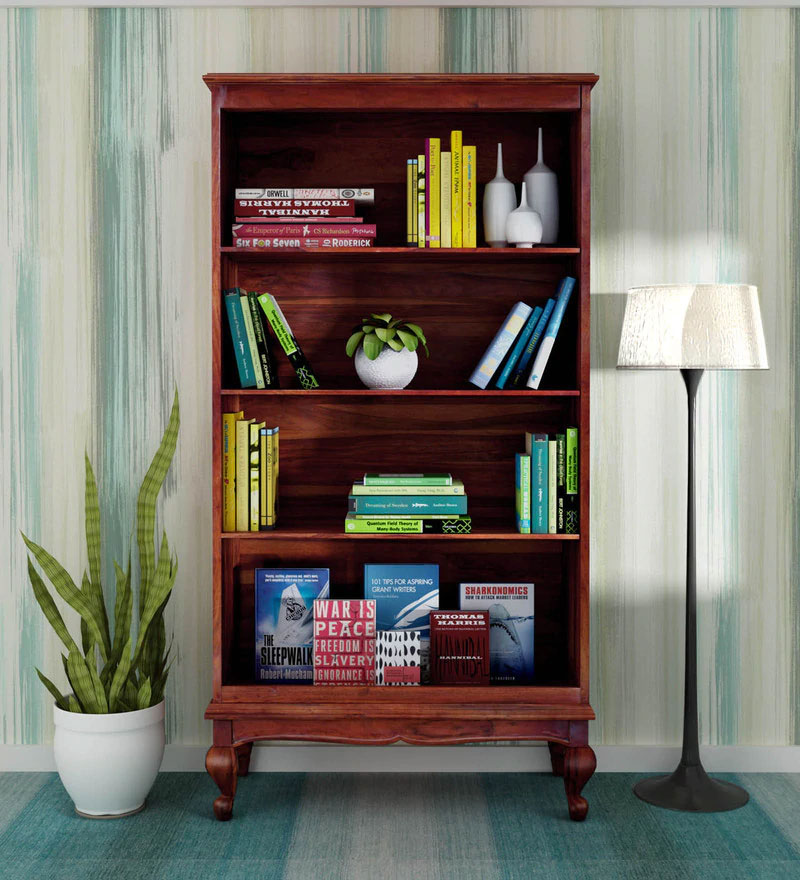 Portus Solid Wood Book Shelf in Honey Oak Finish