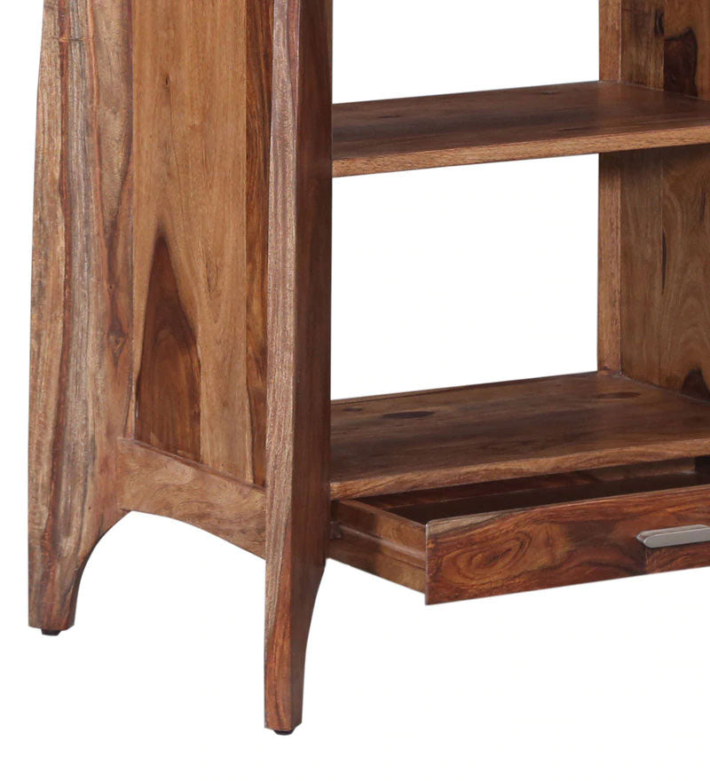 Cambrey Solid Wood Book Shelf in Warm Walnut Finish