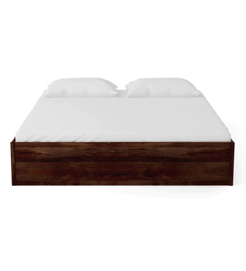 Hout Solid Wood King Size Bed with Storage in Provincial Teak Finish