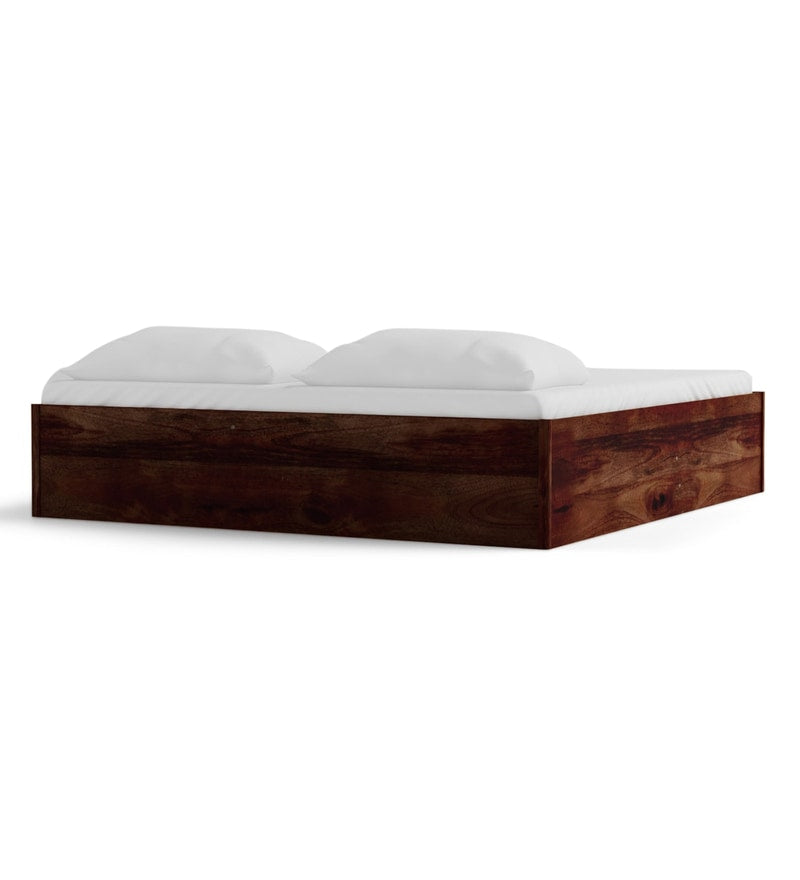 Hout Solid Wood King Size Bed with Storage in Provincial Teak Finish