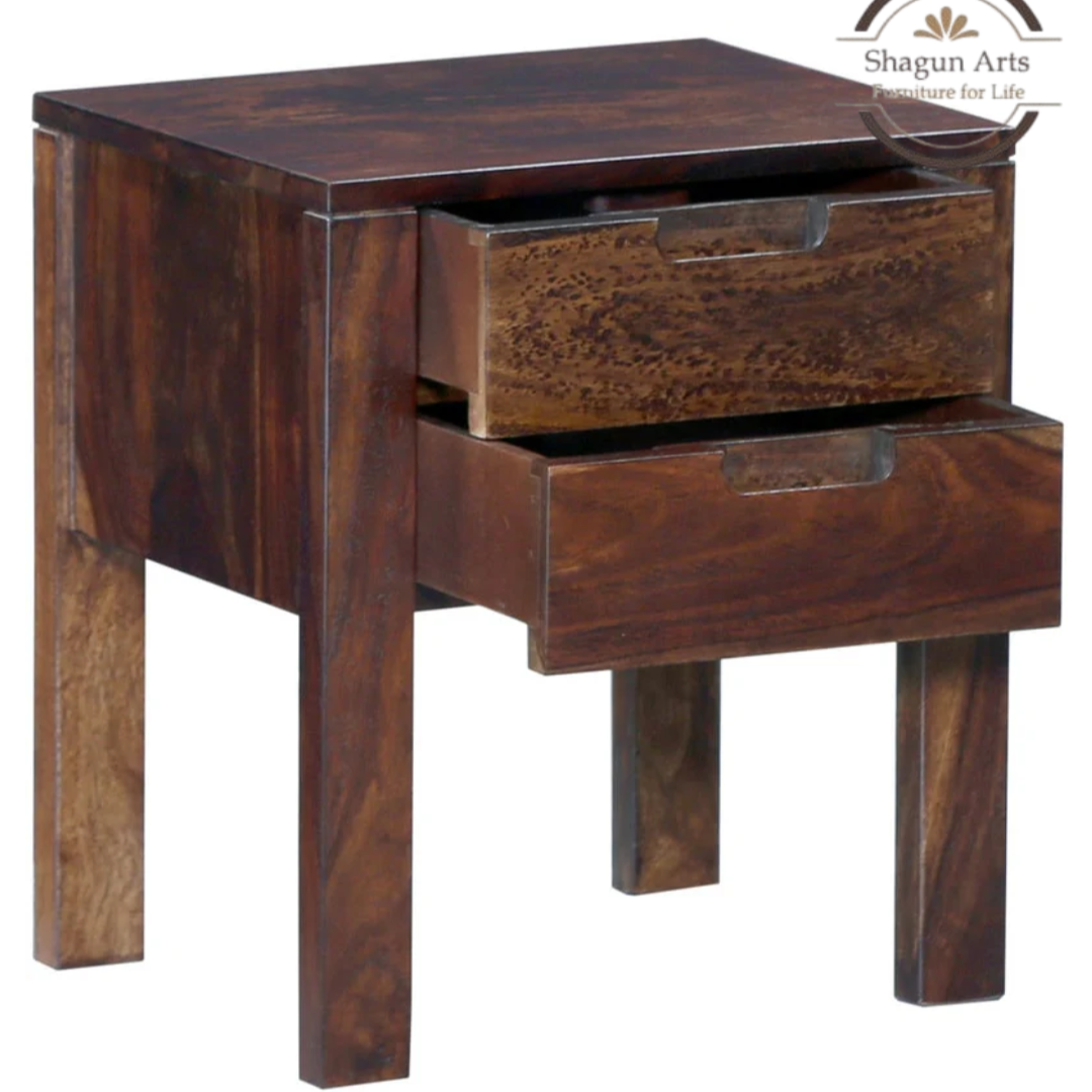 Nova Solid Wood 2-Drawer Bedside Table Provincial Teak Finish