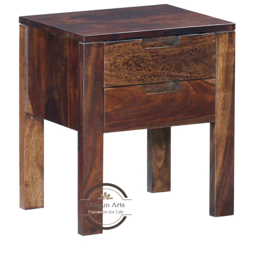 Nova Solid Wood 2-Drawer Bedside Table Provincial Teak Finish