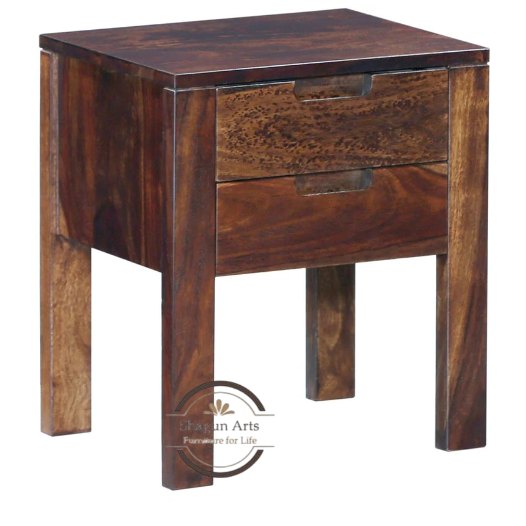 Nova Solid Wood 2-Drawer Bedside Table Provincial Teak Finish
