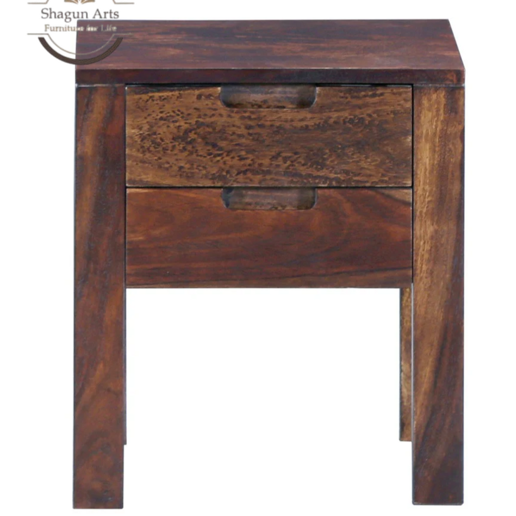 Nova Solid Wood 2-Drawer Bedside Table Provincial Teak Finish