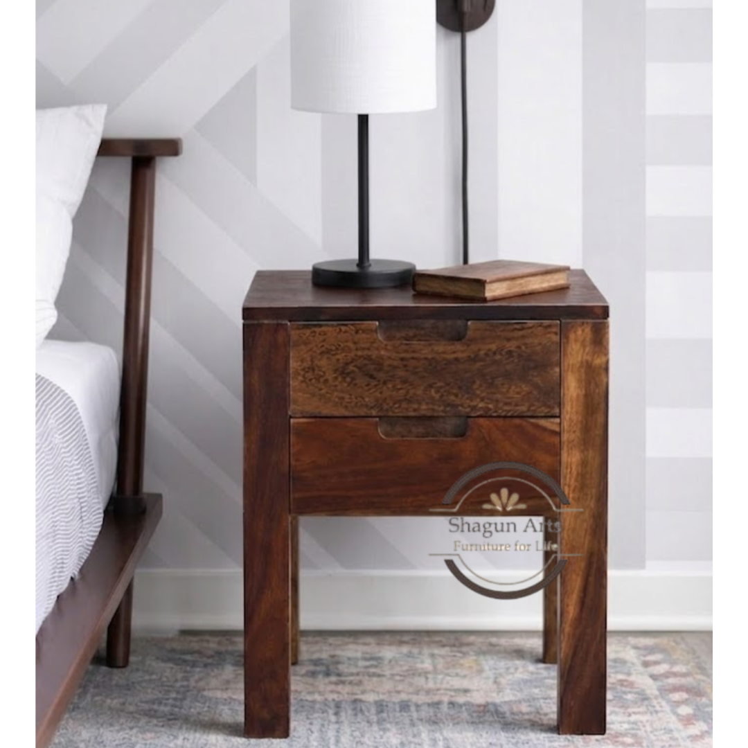 Nova Solid Wood 2-Drawer Bedside Table Provincial Teak Finish