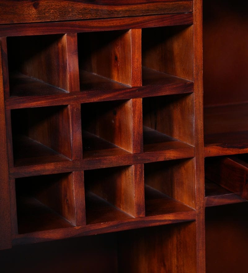 Lynton Bar Cabinet in Honey Oak Finish
