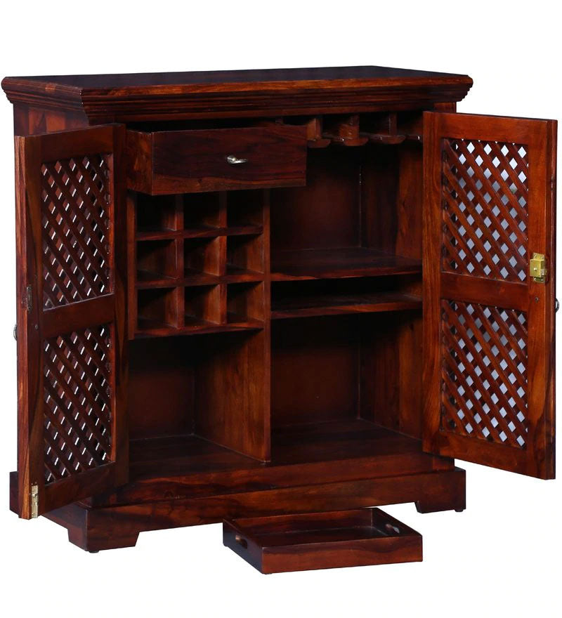 Lynton Bar Cabinet in Honey Oak Finish