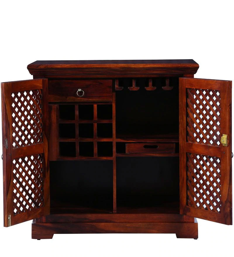 Lynton Bar Cabinet in Honey Oak Finish