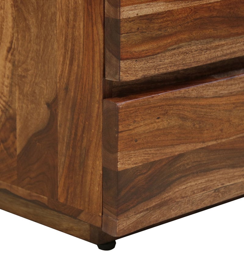 Walken Bed Leo Solid Wood Night Stand in Rustic Teak Finish