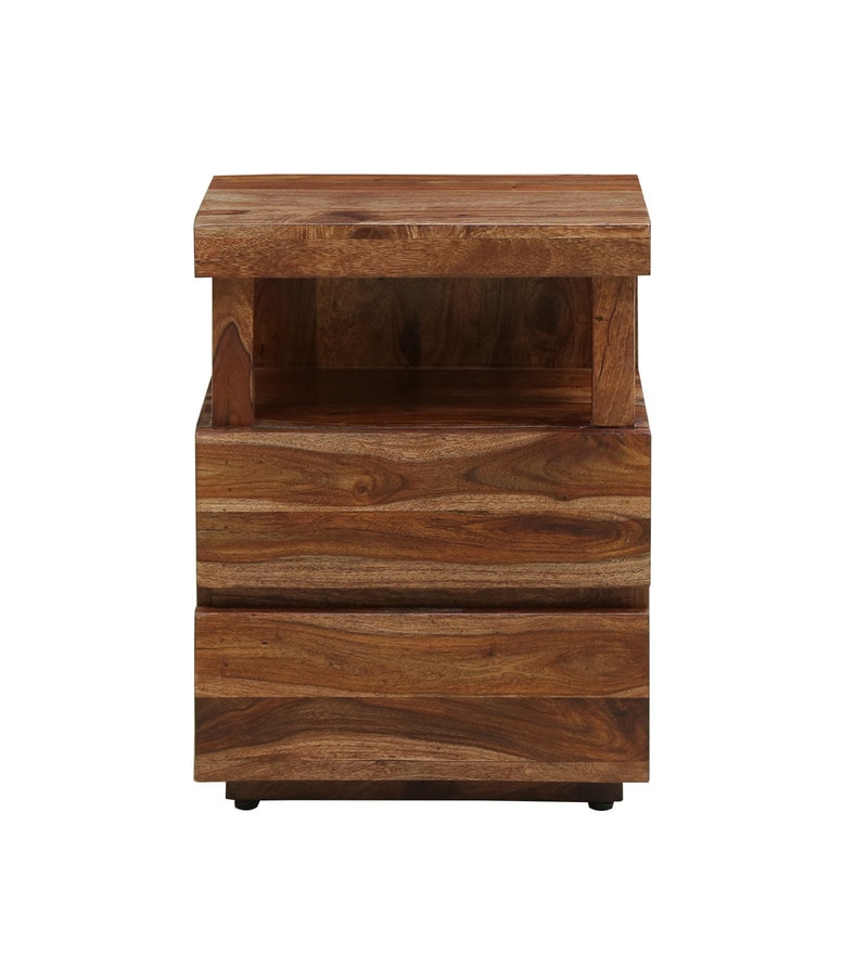 Walken Bed Leo Solid Wood Night Stand in Rustic Teak Finish