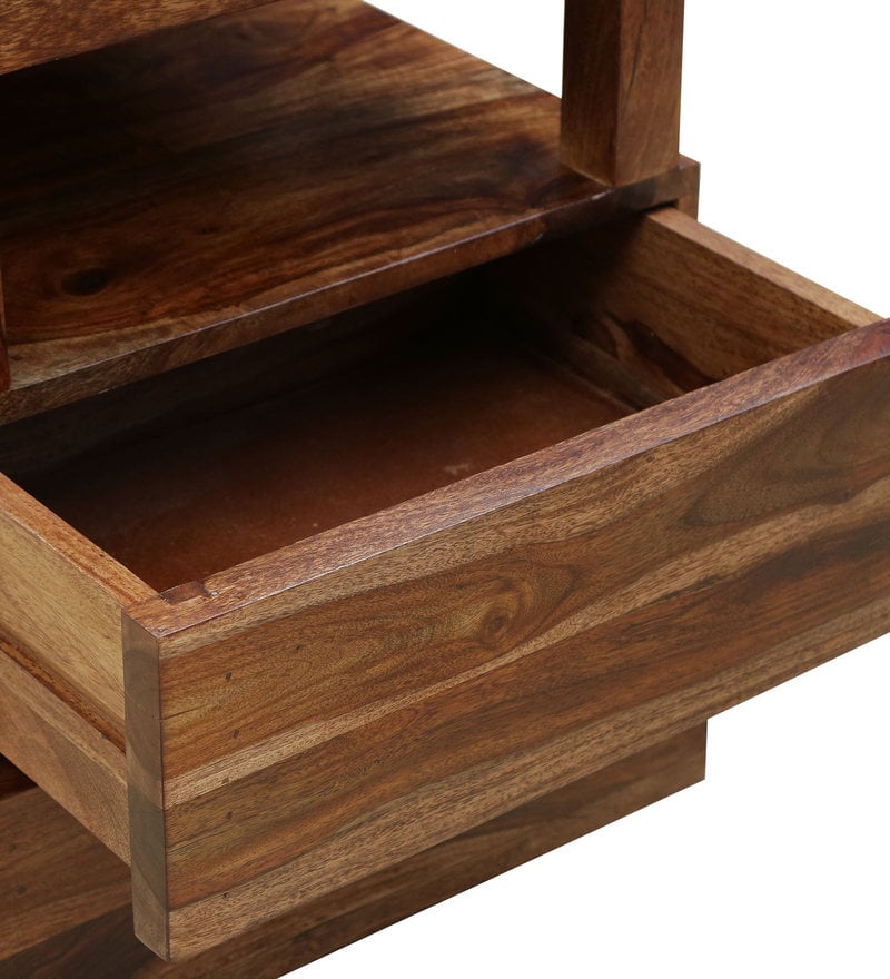 Walken Bed Leo Solid Wood Night Stand in Rustic Teak Finish