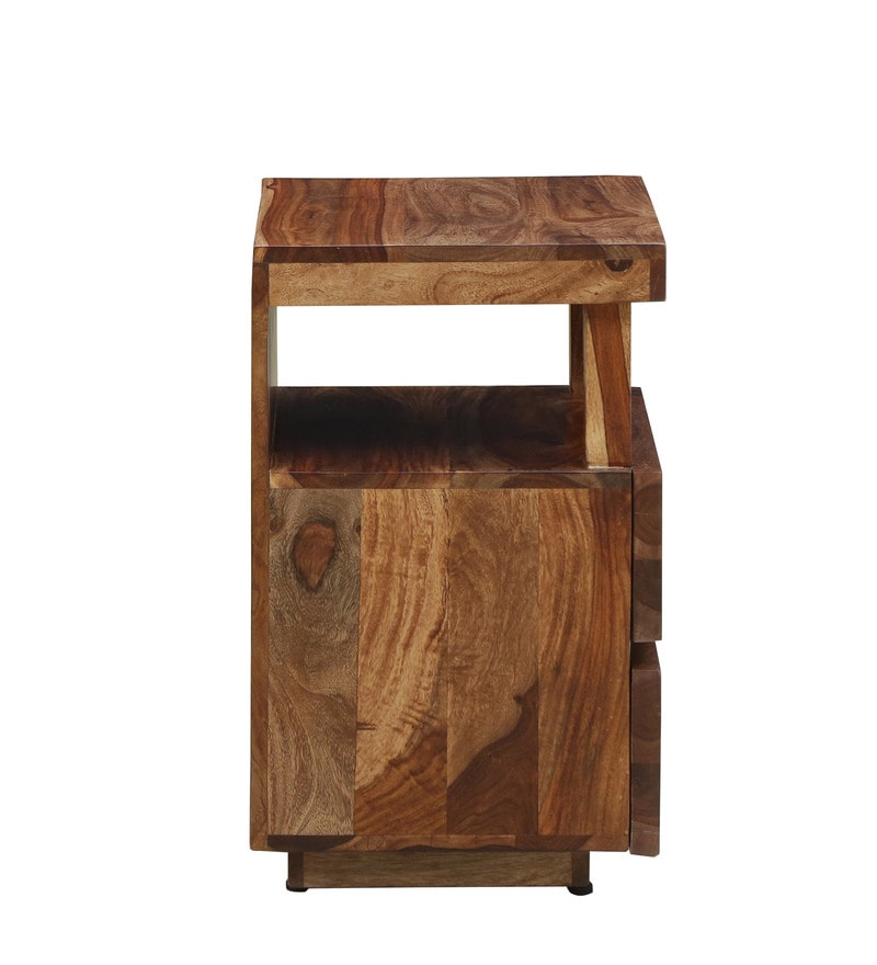 Walken Bed Leo Solid Wood Night Stand in Rustic Teak Finish