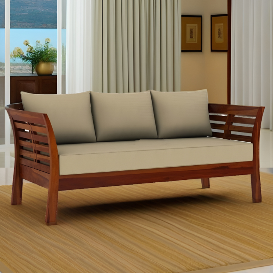 Nova Solid Sheesham Wood 3 Seater Sofa