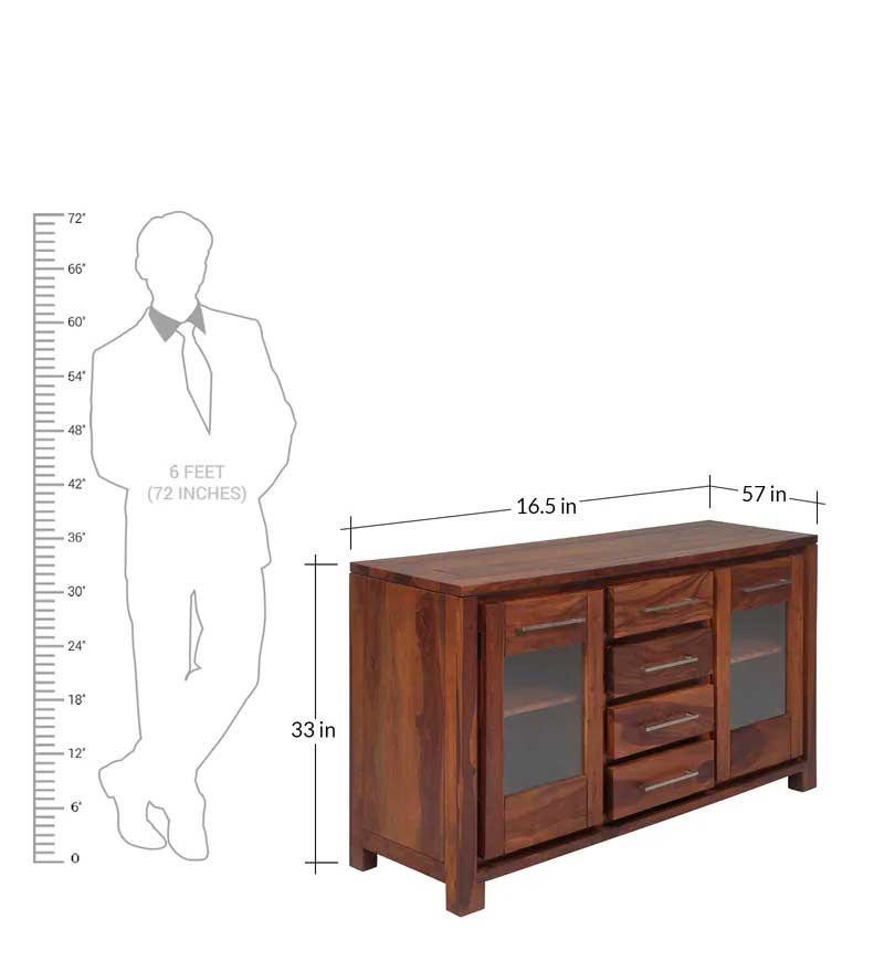 Jett Sideboard Solidwood Cabinet In Brown Finish