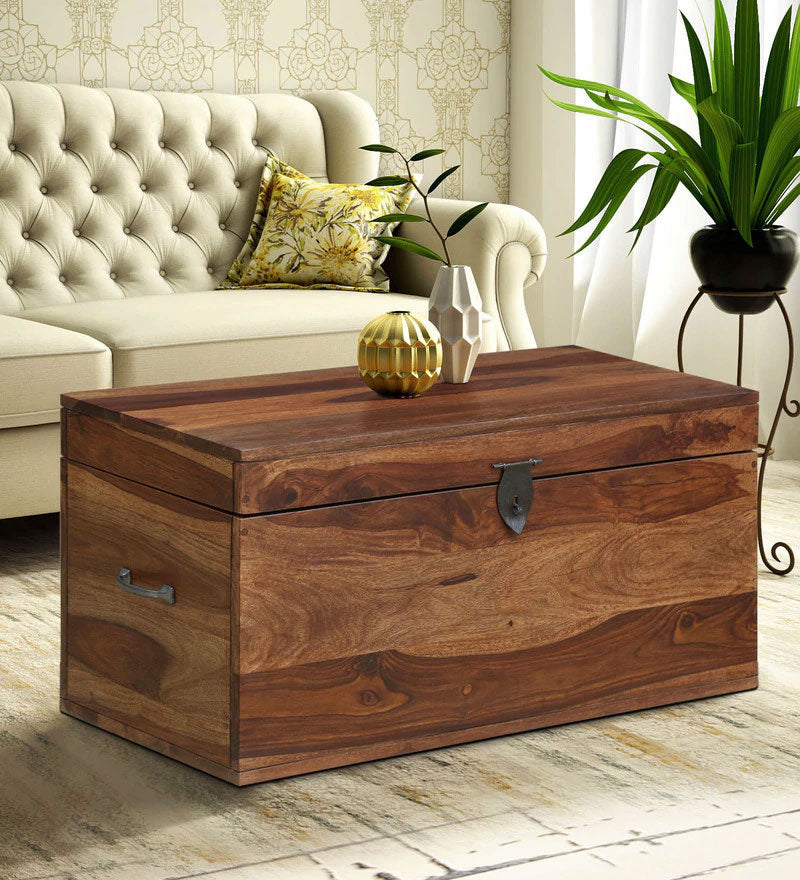Boho Wood Trunk in Rustic Teak Finish