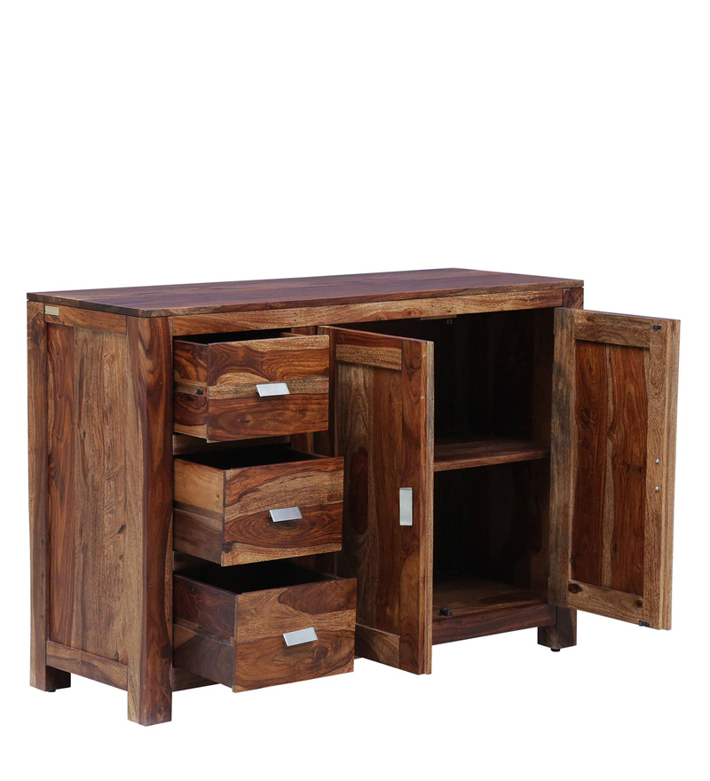 Kerry Solid Wood Sideboard in Rustic Teak Finish