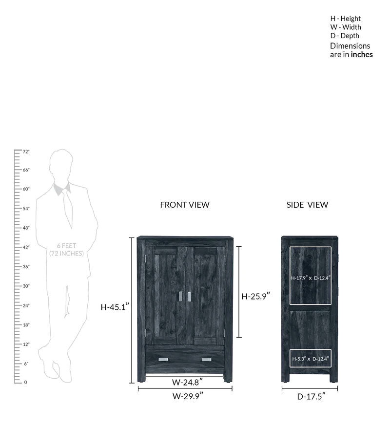 Emboss Solid Wood 2 Door Wardrobe in Provincial Teak Finish