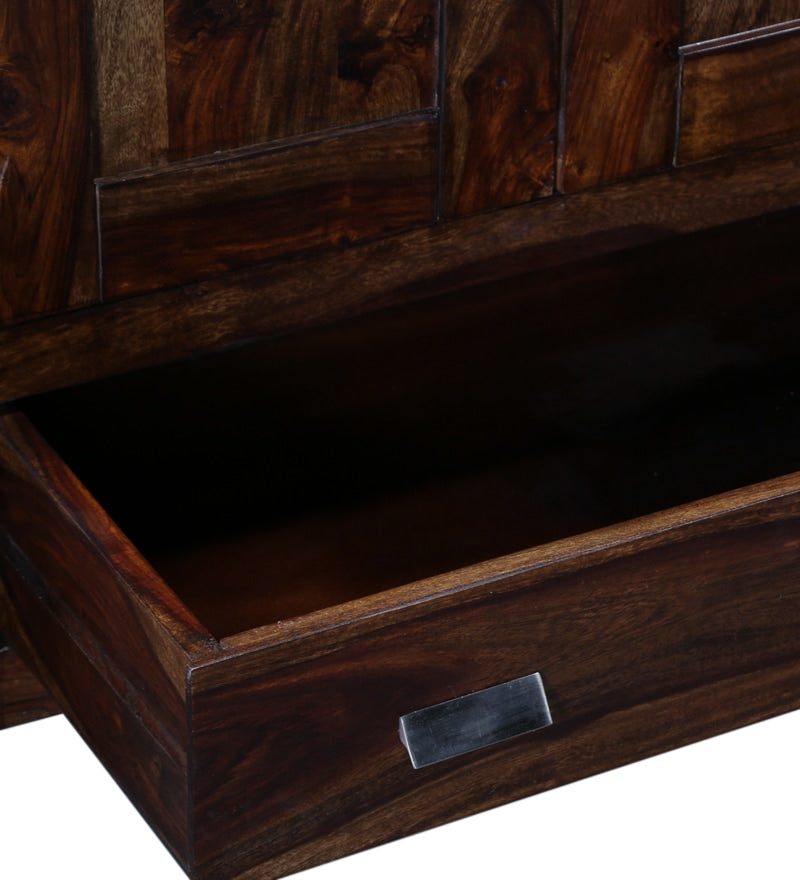 Emboss Solid Wood 2 Door Wardrobe in Provincial Teak Finish