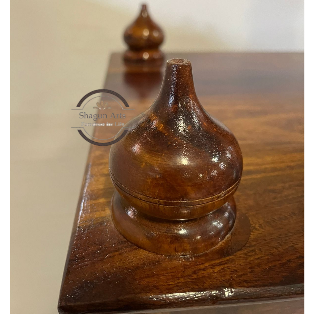 Handcrafted Wooden Pooja Mandir with Intricate Jaali Doors & Storage Cabinet