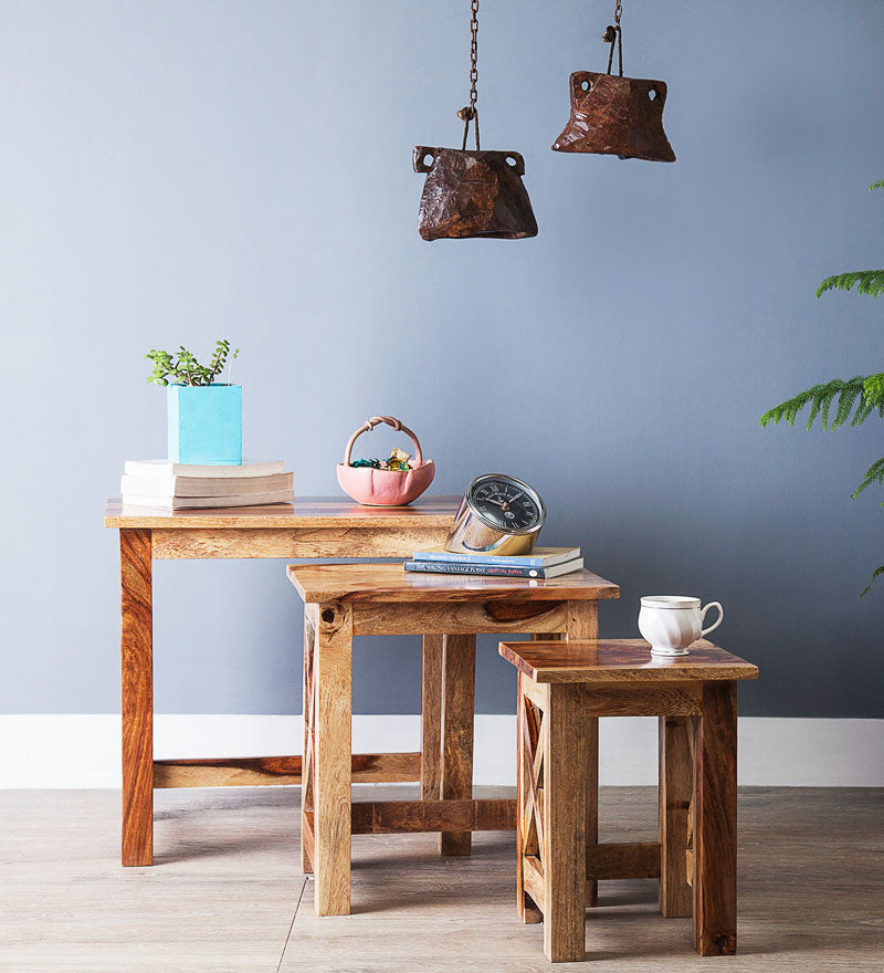 Oriel Solid Sheesham Wood Nest of Tables