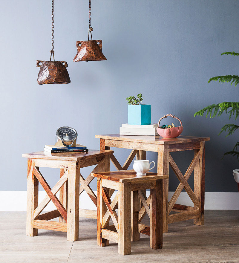 Oriel Solid Sheesham Wood Nest of Tables
