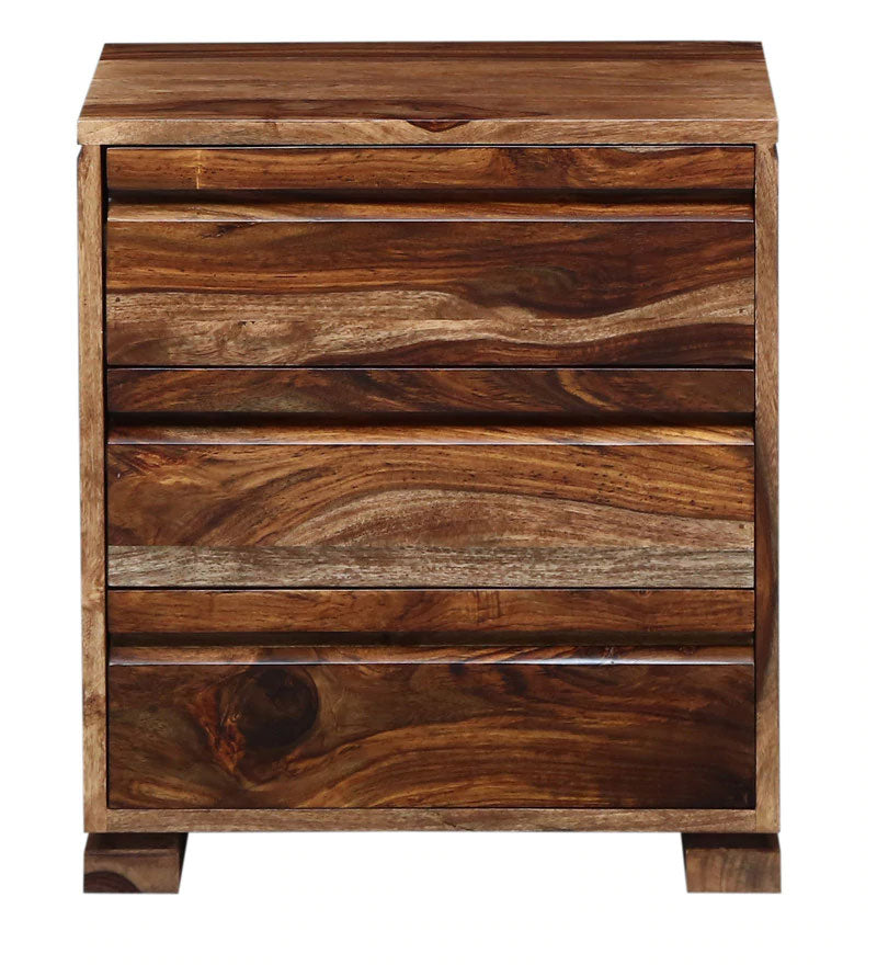 Morse Bed Segur Solid Wood Bedside Chest in Rustic Teak Finish