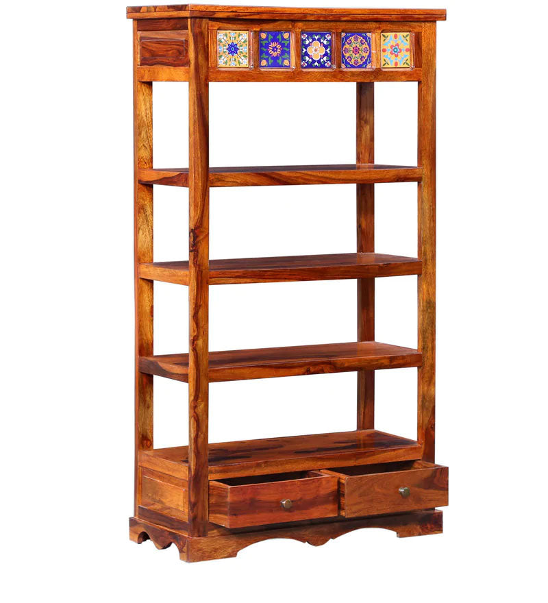 Lacey Solid Wood Book Shelf in Honey Oak Finish