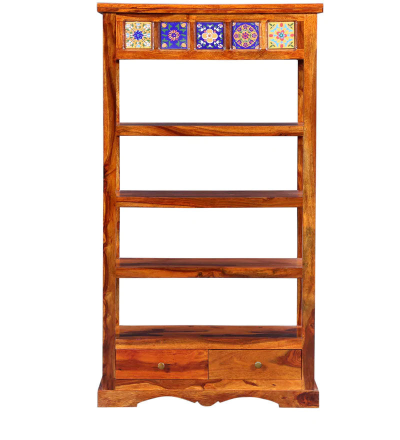 Lacey Solid Wood Book Shelf in Honey Oak Finish