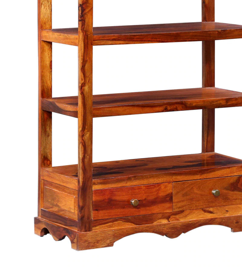 Lacey Solid Wood Book Shelf in Honey Oak Finish